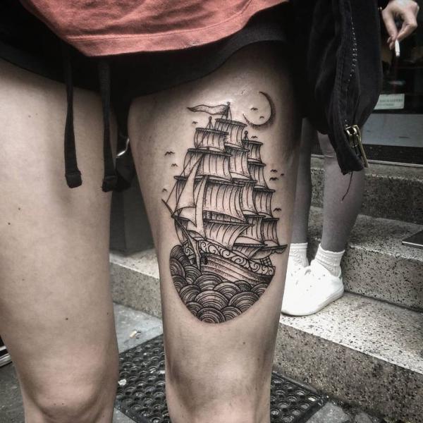 100 Epic Ship Tattoos (Modern and Stylish Ship Tattoo For Legs) | Ship  tattoo, Tattoos, Leg tattoos
