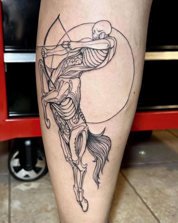 Tattoo art with black centaur archer silhouette Vector Image