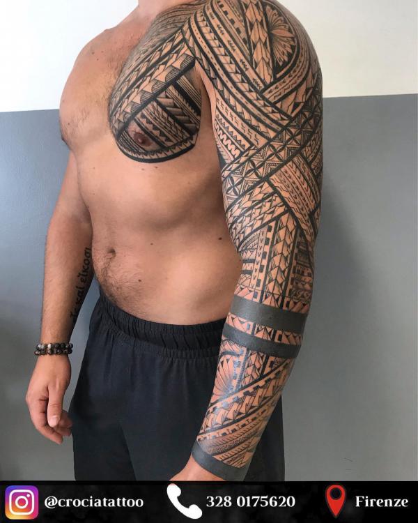 Tribal Tattoo Sleeve Meaning Of Symbols And Designs Art And Design   Tribal Chest To Full Sleeve Tattoo 