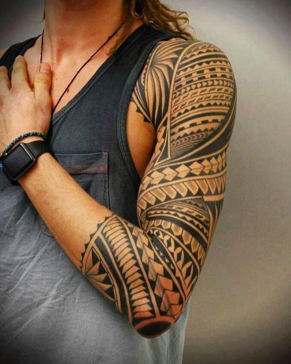 Tribal Tattoo Sleeve Meaning Of Symbols And Designs Art And Design   Tribal Three Quarter Sleeve Tatto 