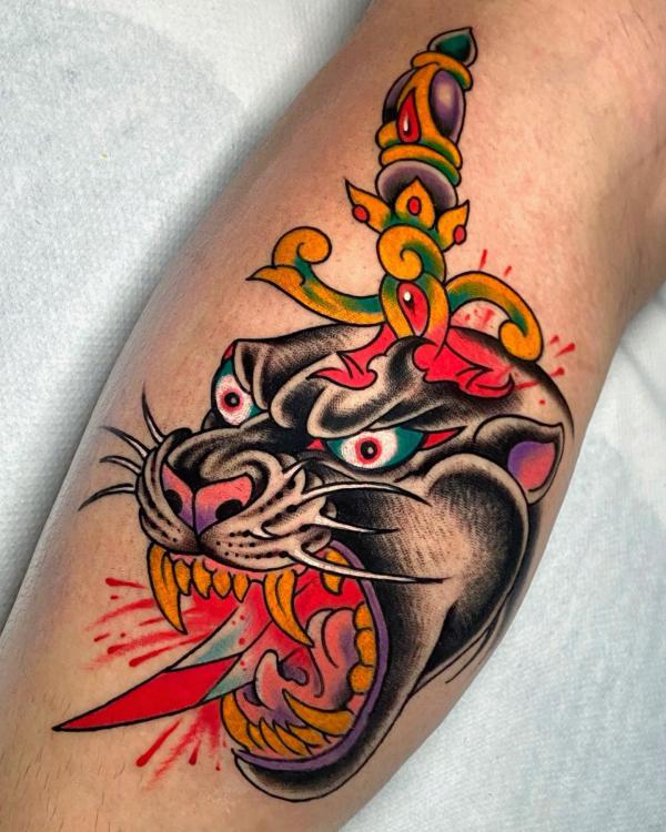Traditional Panther Tattoos - Cloak and Dagger Tattoo London