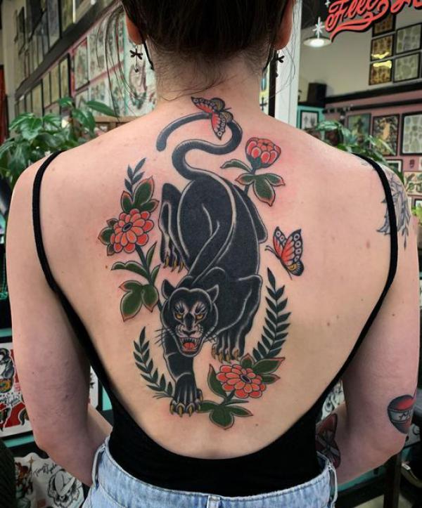 Black panther . . . . #tattoo #traditional #panther #love #cincinnati  #cryinghearttattoo | Instagram