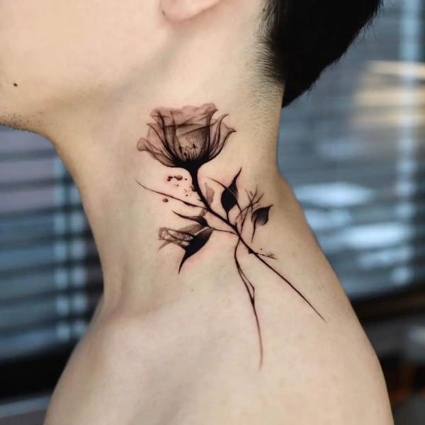 Big Red Rose Neck Tattoo ~ z Tattoo Geek - Ideas for best tattoos