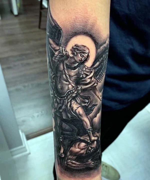 Archangel Statue Tattoo -Half Sleeve -Jacob J Ink - YouTube