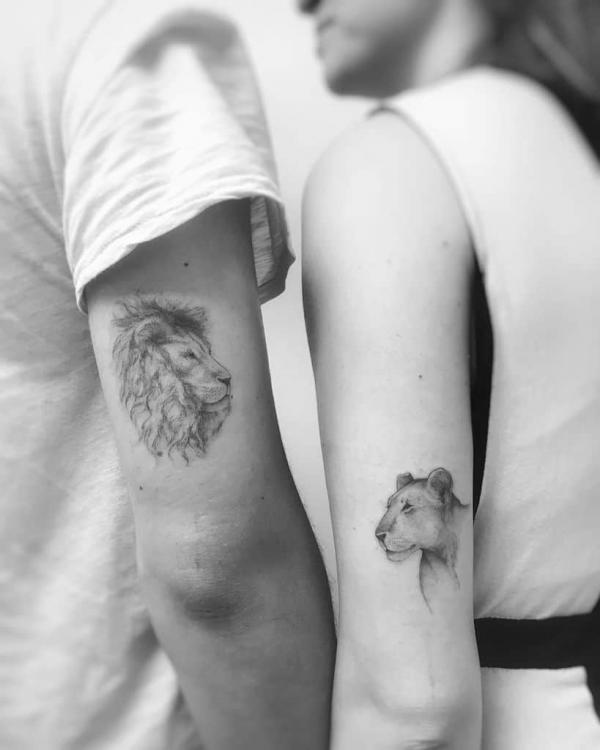 Small couple constellation tattoo - Taurus and Leo.