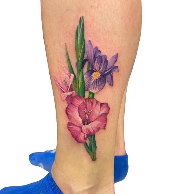 Watercolor Birth Flower Tattoo