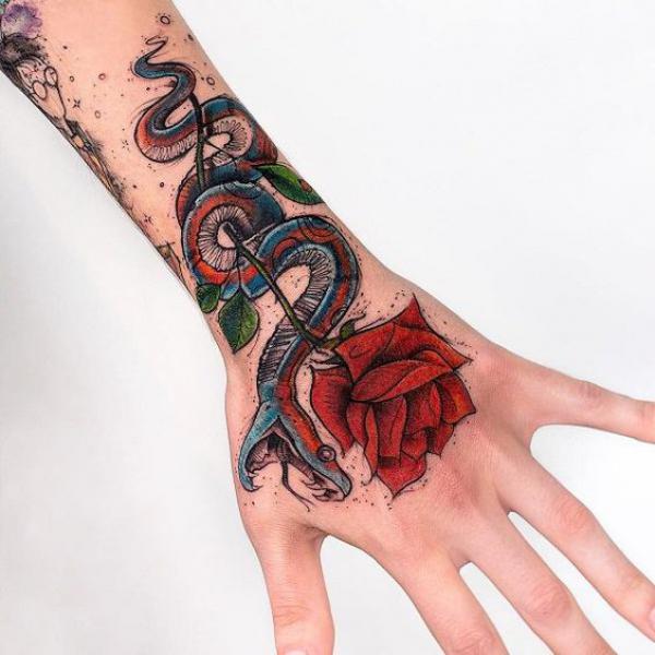 Wrap-around snake tattoo by me, Olivia Hartranft, at Witch City Ink, Salem  MA : r/tattoo