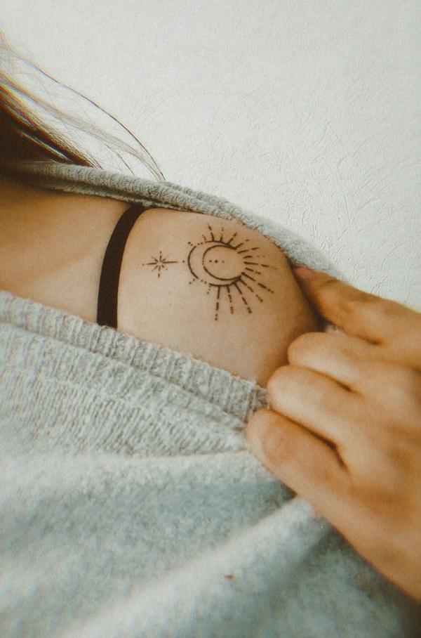 Small Minimalist Wave and Sun Temporary Tattoo - Set of 3 – Tatteco