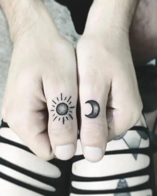12Pcs/Lot hand finger tattoo sticker mini small size star sun moon flower  letter temporary tattoos black water transfer beauty - AliExpress