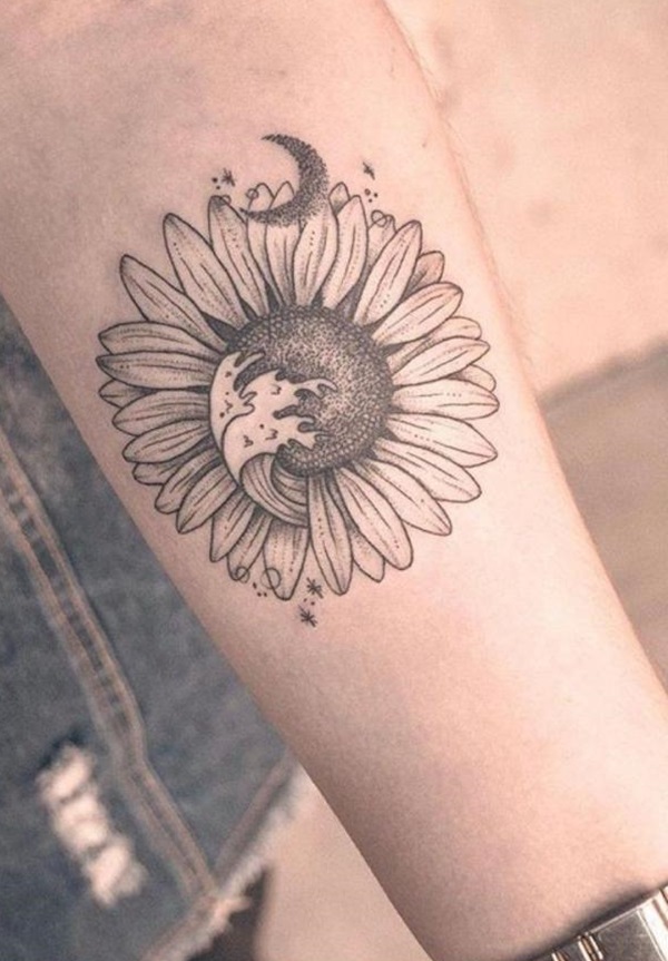 Sunflower Semi-Permanent Tattoo