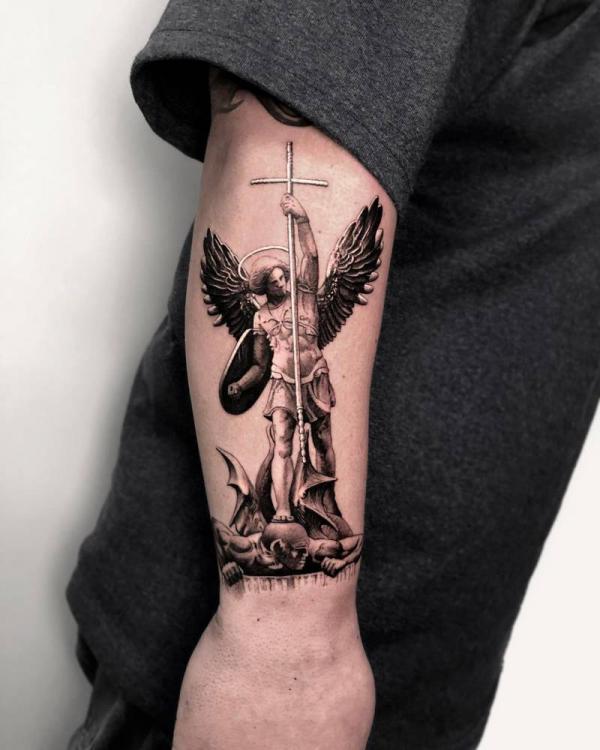 Archangel Michael tattoo by Adrian Lindell | Post 23449