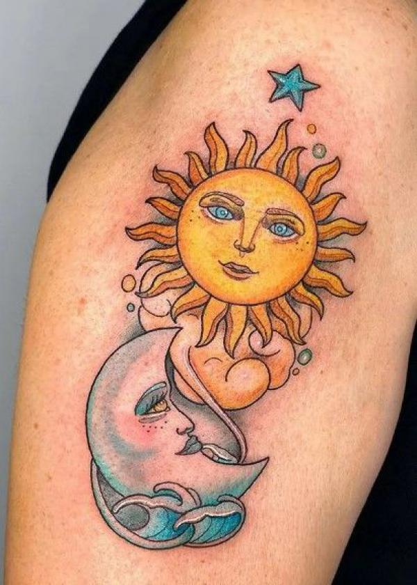 100 Sun and Moon Tattoos with Meaning