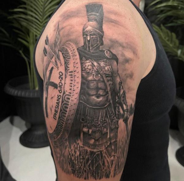 Armor of god and warrior tattoo