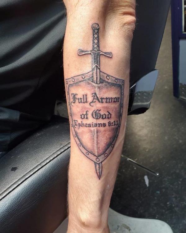 Armour of God Ephesians 6 13 forearm tattoo