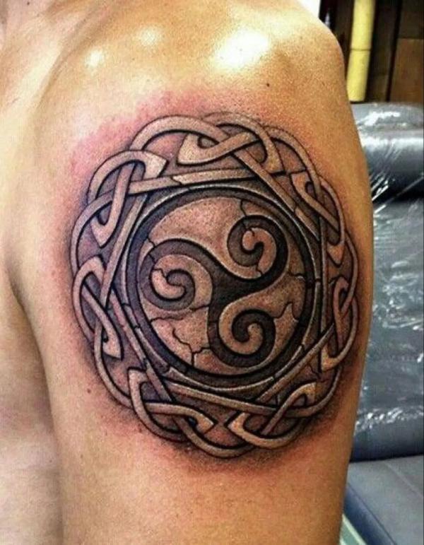 Sun and triskell (Eternity, life) sun triskell original tribal tattoo design