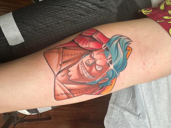 Franky one piece tattoo forearm