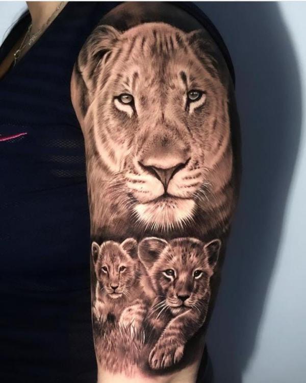 female lion with cubs tattoos｜TikTok Search