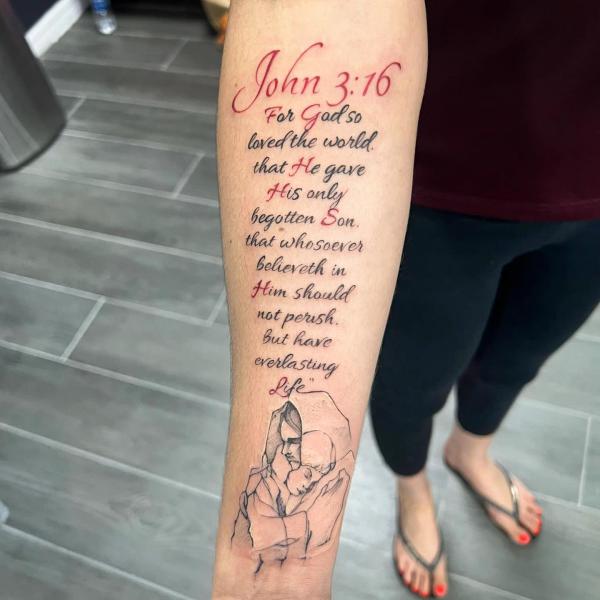 John 3 16 Bible verse forearm tattoo