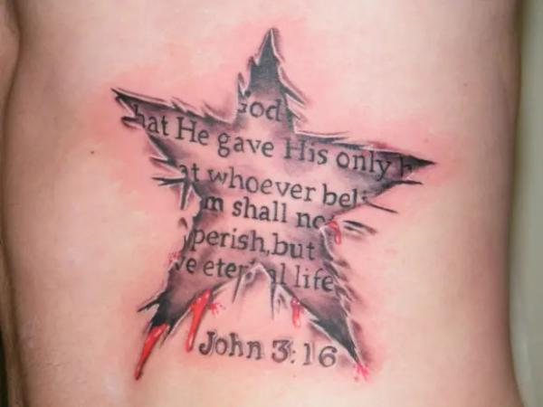 John 3 16 Bible verse star tattoo