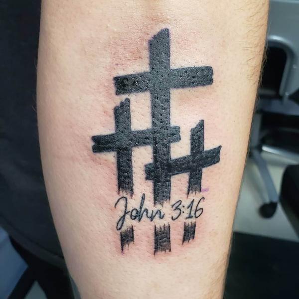 John 3 16 with 3 cross tattoo