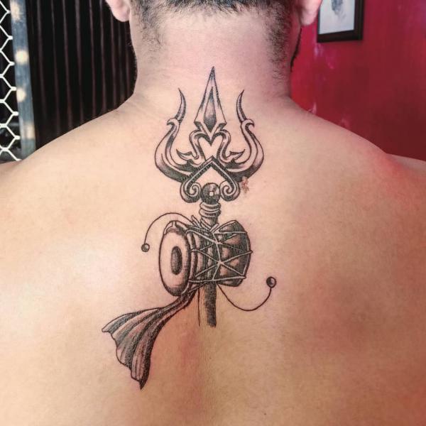 trishul with damru tattoo #tattooist #tattooart #artist #tiktoklover #... |  TikTok