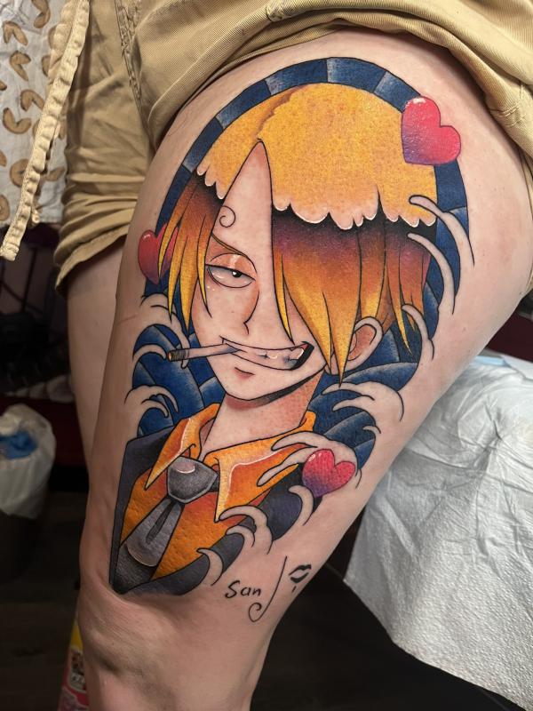 Sanji tattoo thigh