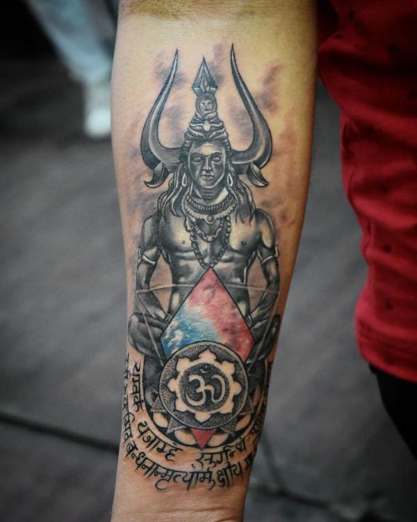 These design is customised at our studio, the combination of both lord Shiva  and Hanuman with their weapon. You too can get your tattoo d... | Instagram
