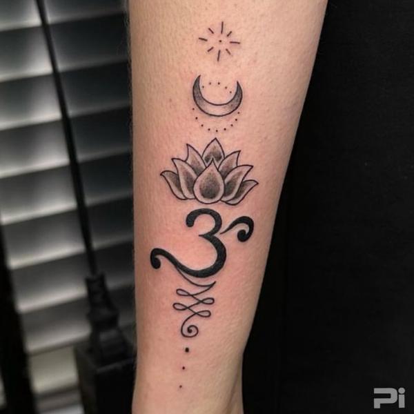 Lotus Unalome Temporary Tattoo - Etsy