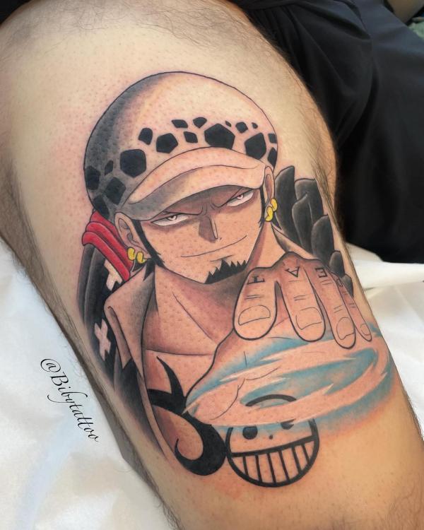 Trafalgar Law one piece tattoo thigh