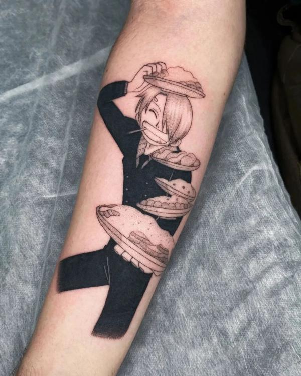 sanji tattoo black and white