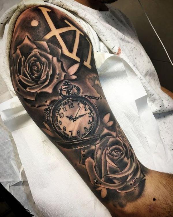 80 Rose and Clock Tattoo Designs to Inspire Your Next Ink | Art and Design