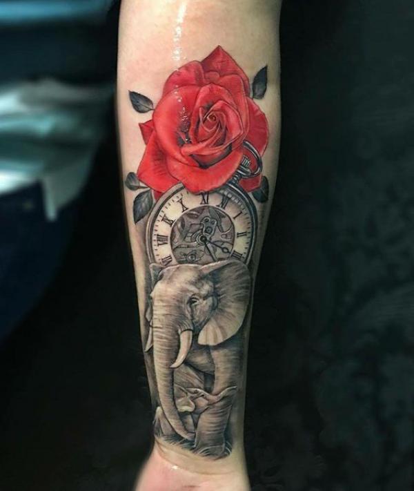 80 Rose and Clock Tattoo Designs to Inspire Your Next Ink | Art and Design